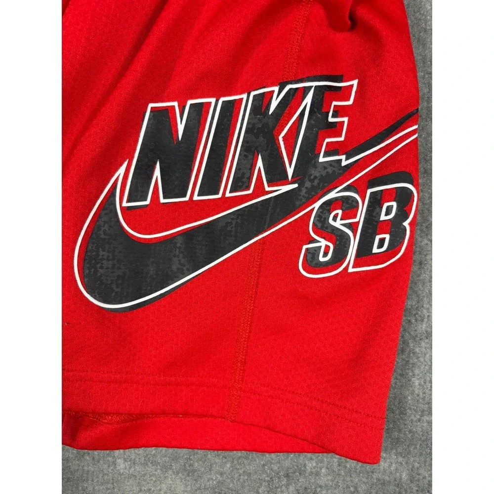 Nike SB Dri-FIT Mesh Athletic Shorts Graphic Logo Small Red